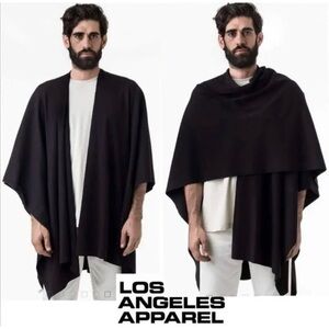 Los Angeles Apparel heavy cotton rib poncho in black